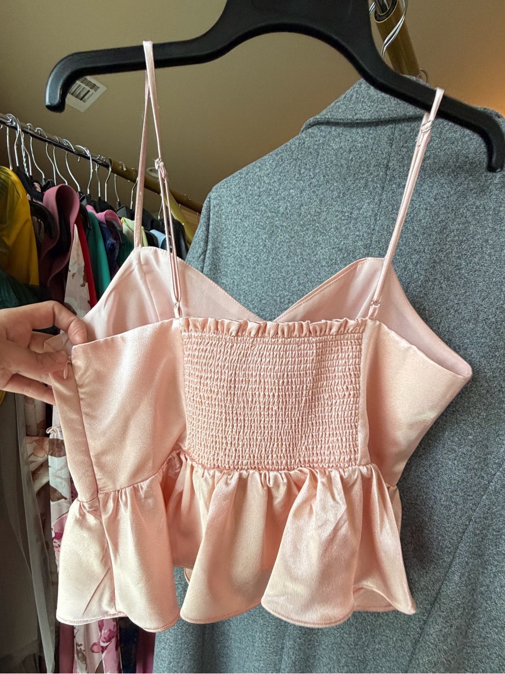Endless Rose - Satin Peplum Cami Top in Blush Pink - Picture 3 of 3